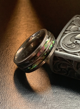 斑斓-不掉色钛钢食指闭口戒指潮简约暗黑通勤高级感彩色贝壳指环