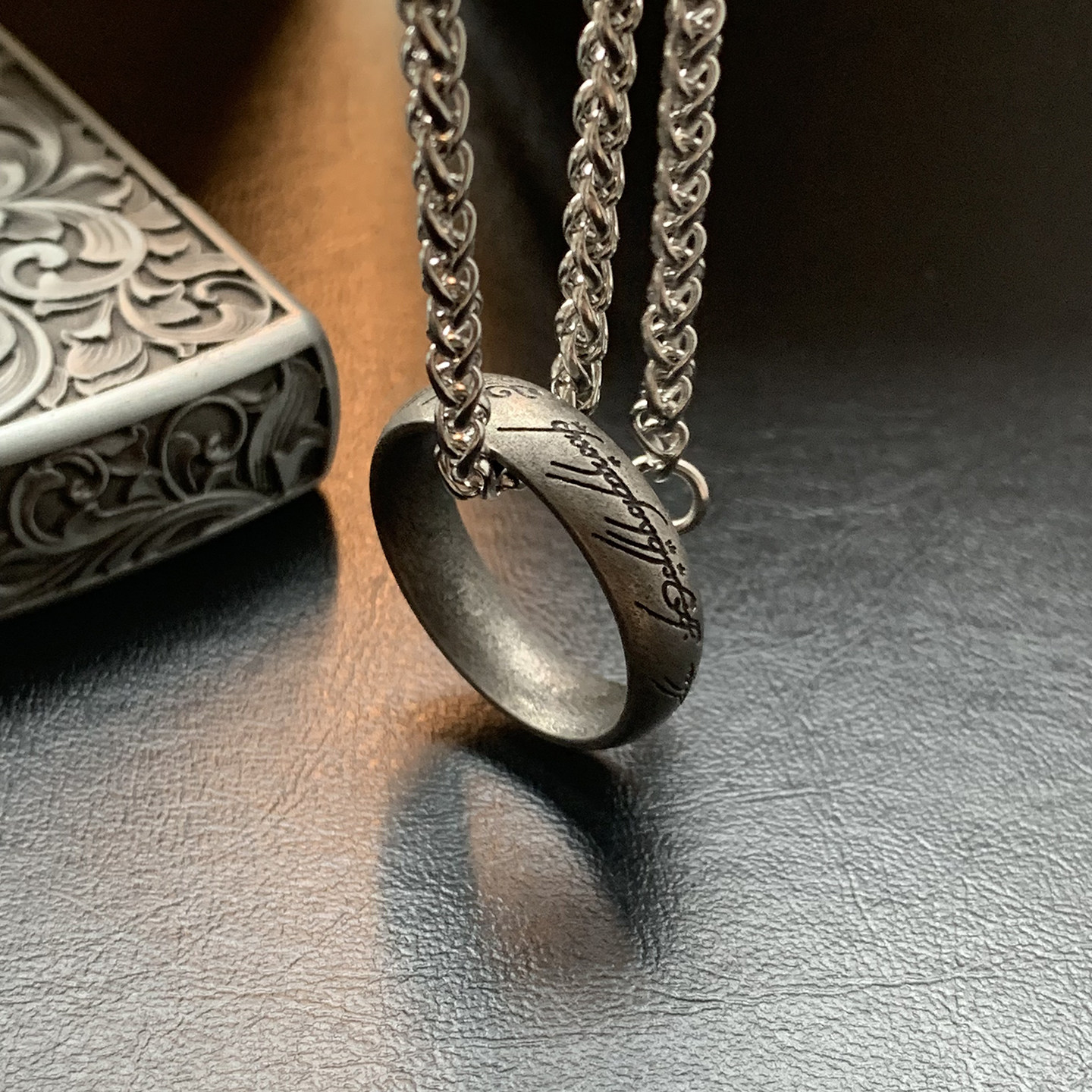 至尊魔戒-古法钛钢项链男复古欧美重工中古长款不掉色指环王项坠