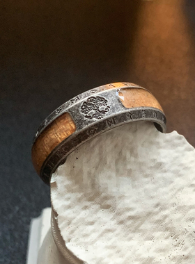 生命之树-权戒钛钢古法戒指复古食指磨砂中古欧美橙色不掉色指环