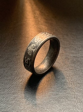 生命之树-不掉色古法窄款钛钢戒指潮牌复古食指胖手欧美闭口尾戒