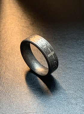 迦南圣约-古法钛钢戒指窄款复古摇滚重工十字闭口自律不掉色尾戒