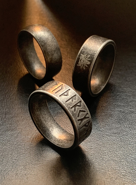 权戒-系列古法钛钢戒指食指狼复古磨砂泥鳅背闭口不掉色大码指环