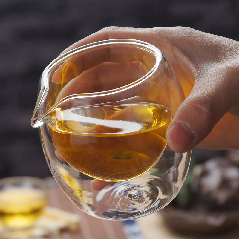 财盛窑耐热加厚双层玻璃公道杯 隔热防烫手真空高硼硅匀杯分茶器