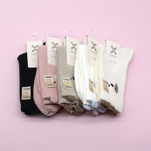 立体小狗暖暖绒保暖中筒学生成人女袜252Q2635 新品 西客优品 冬款