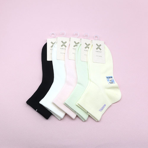 西客优品超薄网眼字母短筒女袜