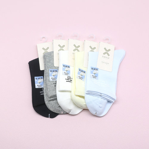 西客优品春薄滴胶长绒棉中筒女袜