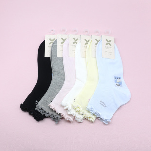 西客优品 春夏超薄木耳边字母滴胶无骨短筒学生成人女袜261H3094