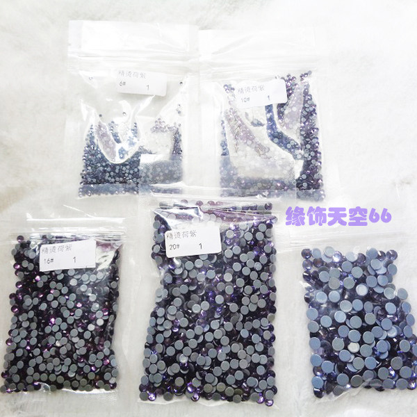整包特精圆形荷花紫烫钻仿奥钻 婚纱礼服短裙丝袜贴钻DIY烫衣服