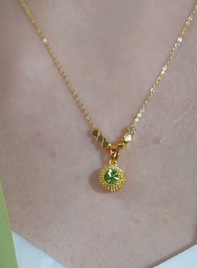 小众设计感祖母绿榴莲项链女2024