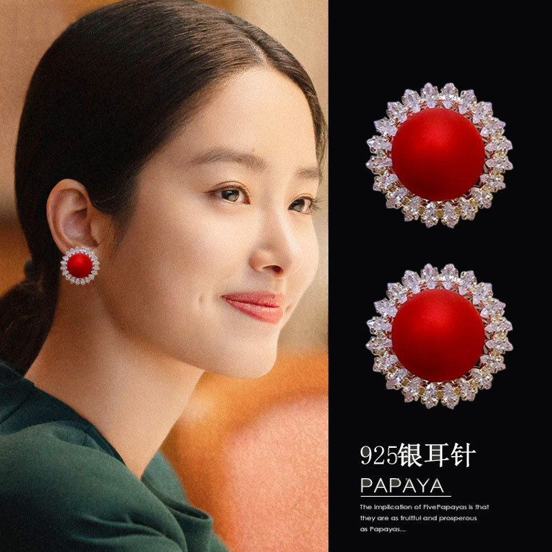 日韩妾之意全新韩珍珠耳钉女气质S925银针感设计大气耳环2024新款