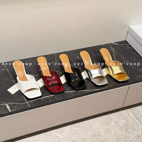 26FW气质方头外穿露趾高跟凉鞋