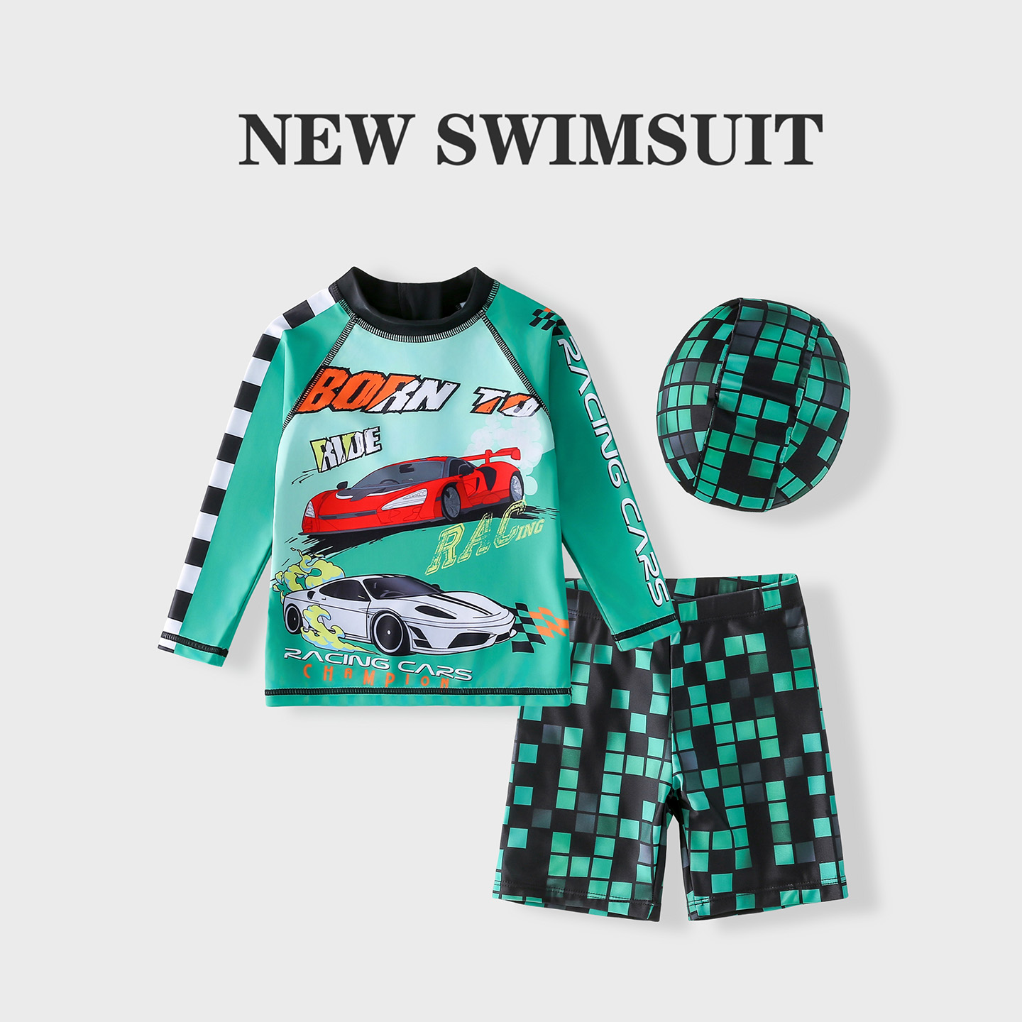 A类2-10岁男童泳衣速干防长袖