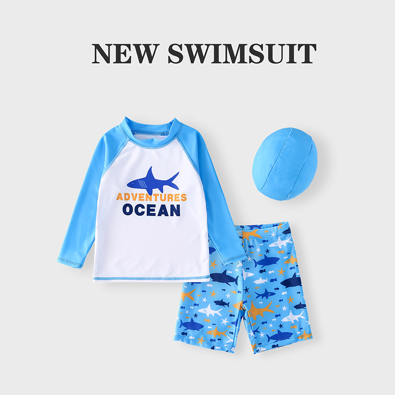 90-160男童泳衣长袖防晒