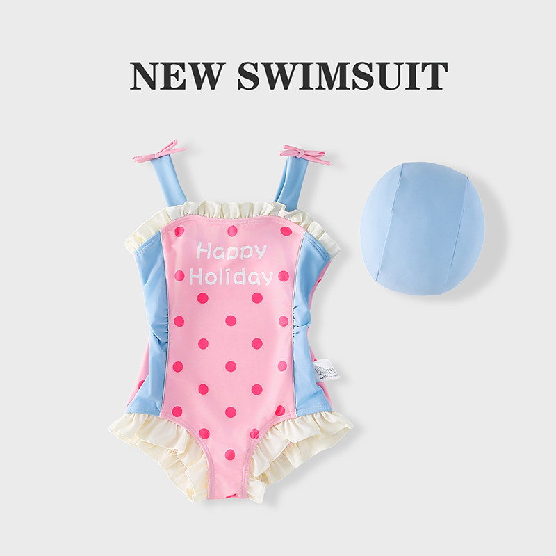 儿童泳衣女童宝宝可爱公主连体速干游泳衣女孩宝宝度假泳装甜美