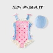 儿童泳衣女童宝宝可爱公主连体速干游泳衣女孩宝宝度假泳装 甜美