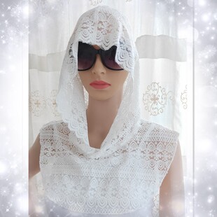 蕾丝女带帽假领搭配卫衣领帽镂空披肩装饰防脏新款连帽百搭假帽子