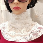 蕾丝百搭假领子镂空纯色装 饰内毛衣领套头小围巾冬季 保暖护颈围脖
