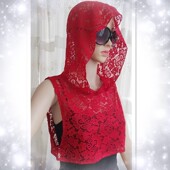 蕾丝假领子女百搭假领内搭外穿连帽蕾丝假帽薄款 饰假领 防晒帽子装