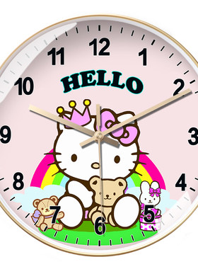 卧室挂钟爱hellokitty凯蒂猫钟表