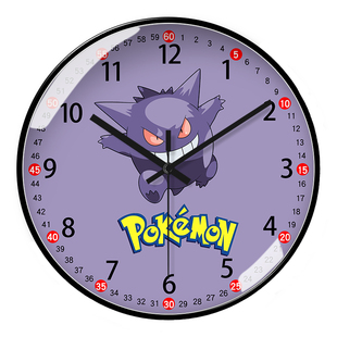 数码宝贝儿童早教挂钟小孩识表挂墙钟表宝可梦卡通自动对时电波钟