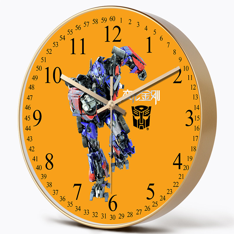 儿童房挂钟变形金刚静音石英钟
