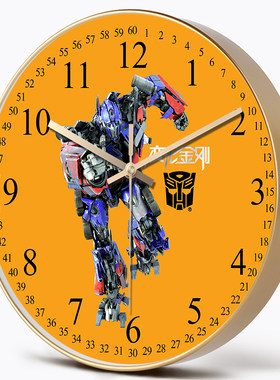 儿童房挂钟变形金刚静音石英钟