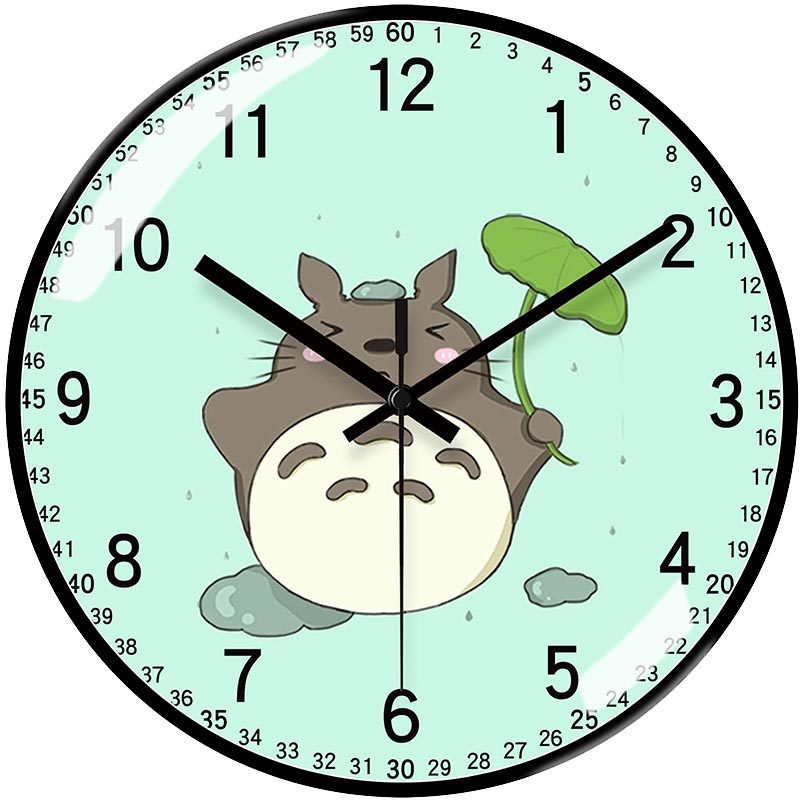 宫崎骏动画龙猫挂钟静音自动对时电波钟客厅卧室书房卡通时钟挂表