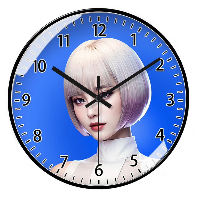 理发客厅挂钟美容美发装饰摆件个性造型可定制可加店名静音石英钟