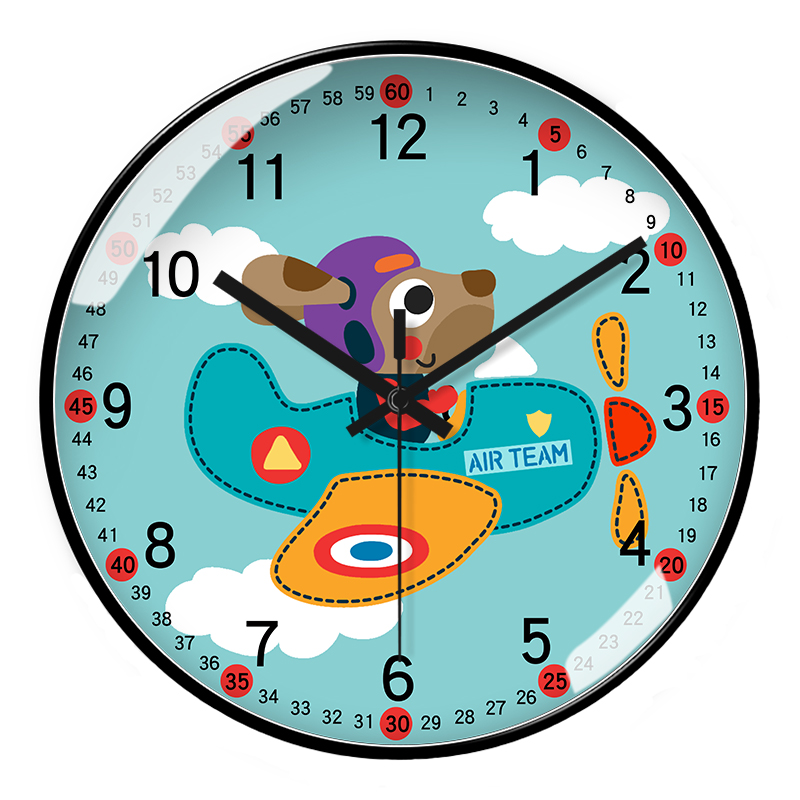 卡通玻璃卧室塑料静音石英钟