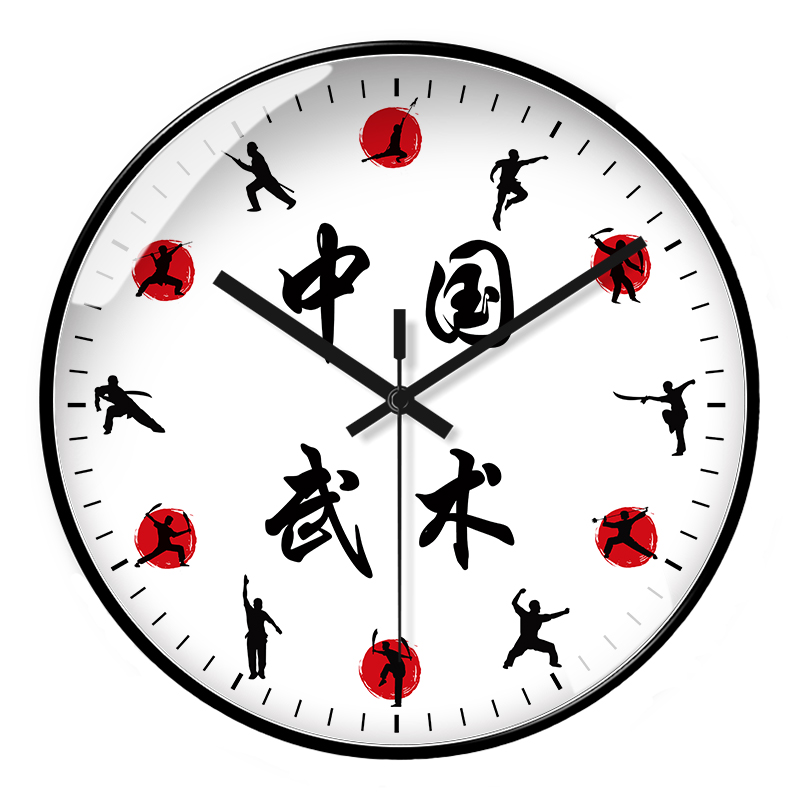 静音石英钟玻璃武术馆时钟表创意