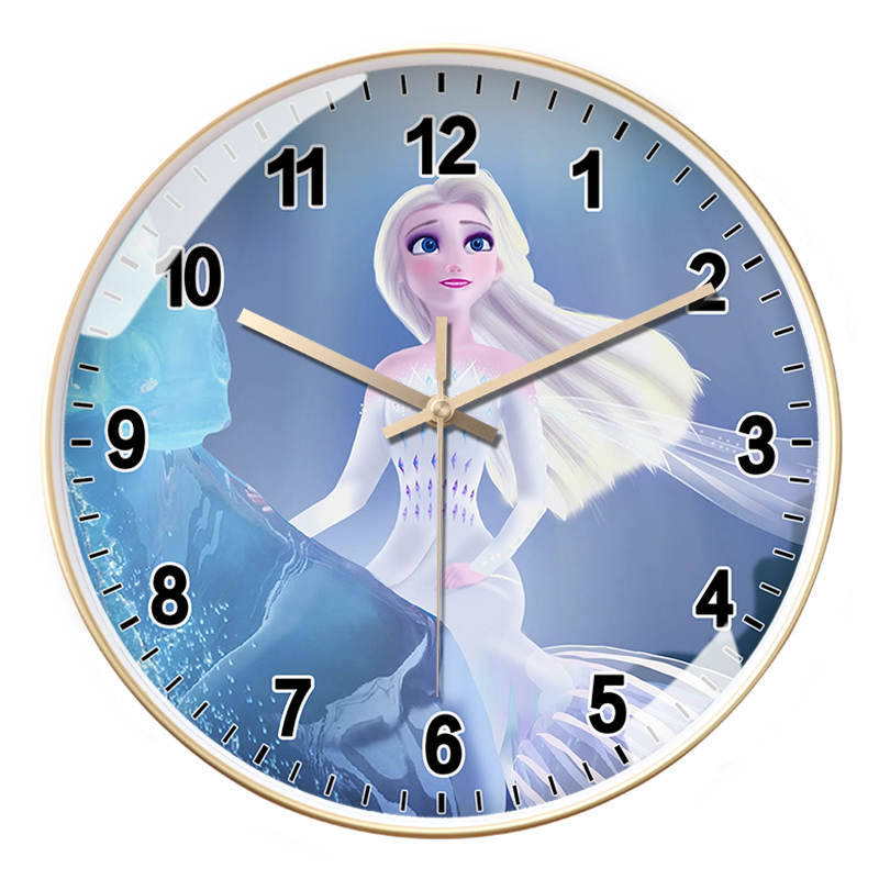 卧室挂钟石英玻璃冰雪卡通