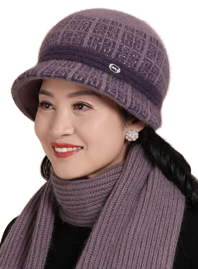 帽子女冬天中老年妈妈保暖毛线