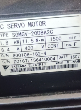 SGMGV-55D8M2C高压400V带绝对值带刹车5.5KW功率伺服电机