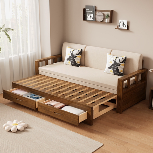 实木沙发床可折叠推拉两用