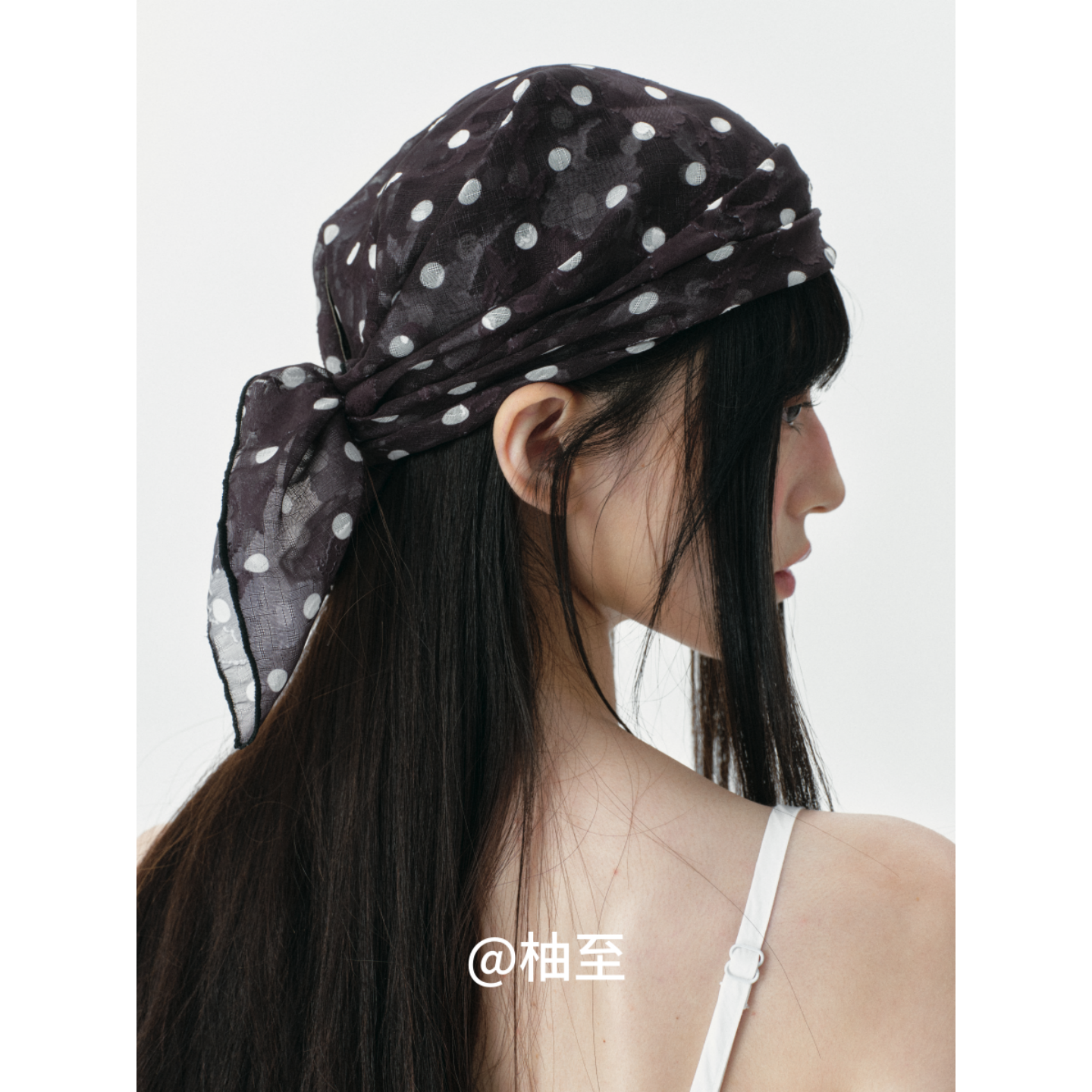 时髦轻薄波点印花小方巾女春秋夏季丝带韩版日系百搭围脖丝巾ins