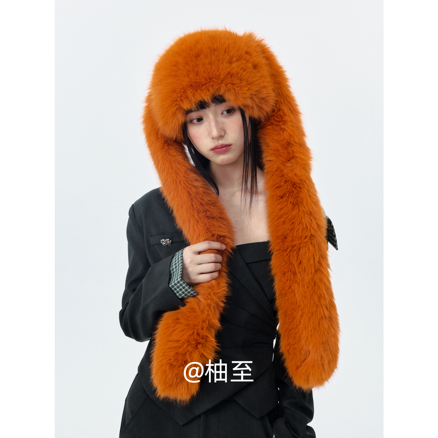 长发及腰兔 原创设计可爱毛绒兔耳朵包头帽子女秋冬防寒保暖帽ins