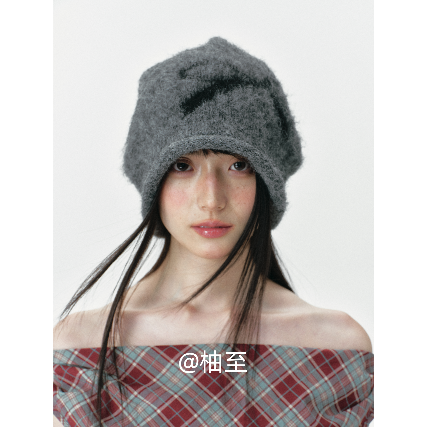 街头慵懒风蝴蝶结毛绒堆堆帽子女春秋冬韩版日系显脸小套头帽ins