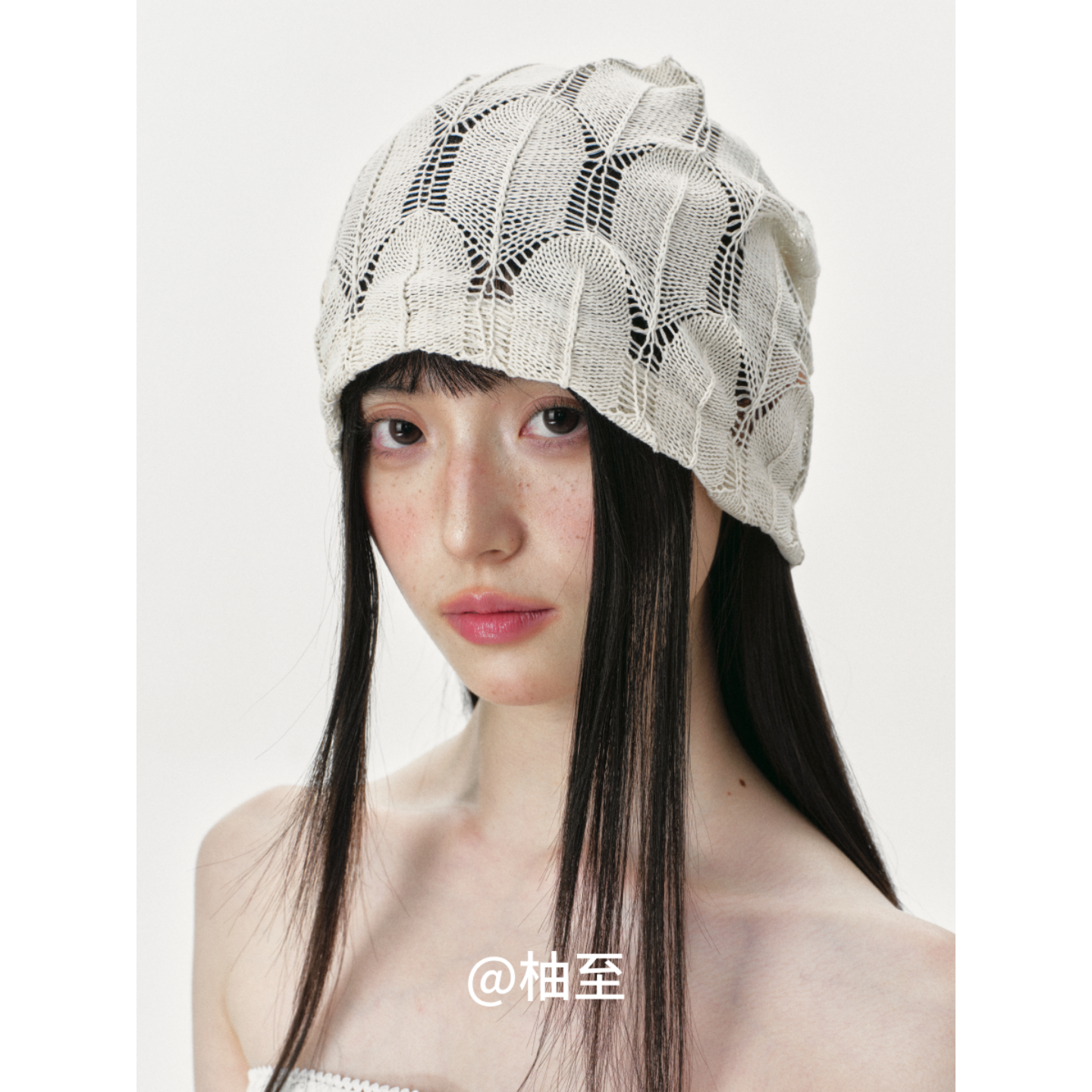 镂空针织包头帽子女春秋夏季透气薄款韩版日系显脸小堆堆帽套头帽