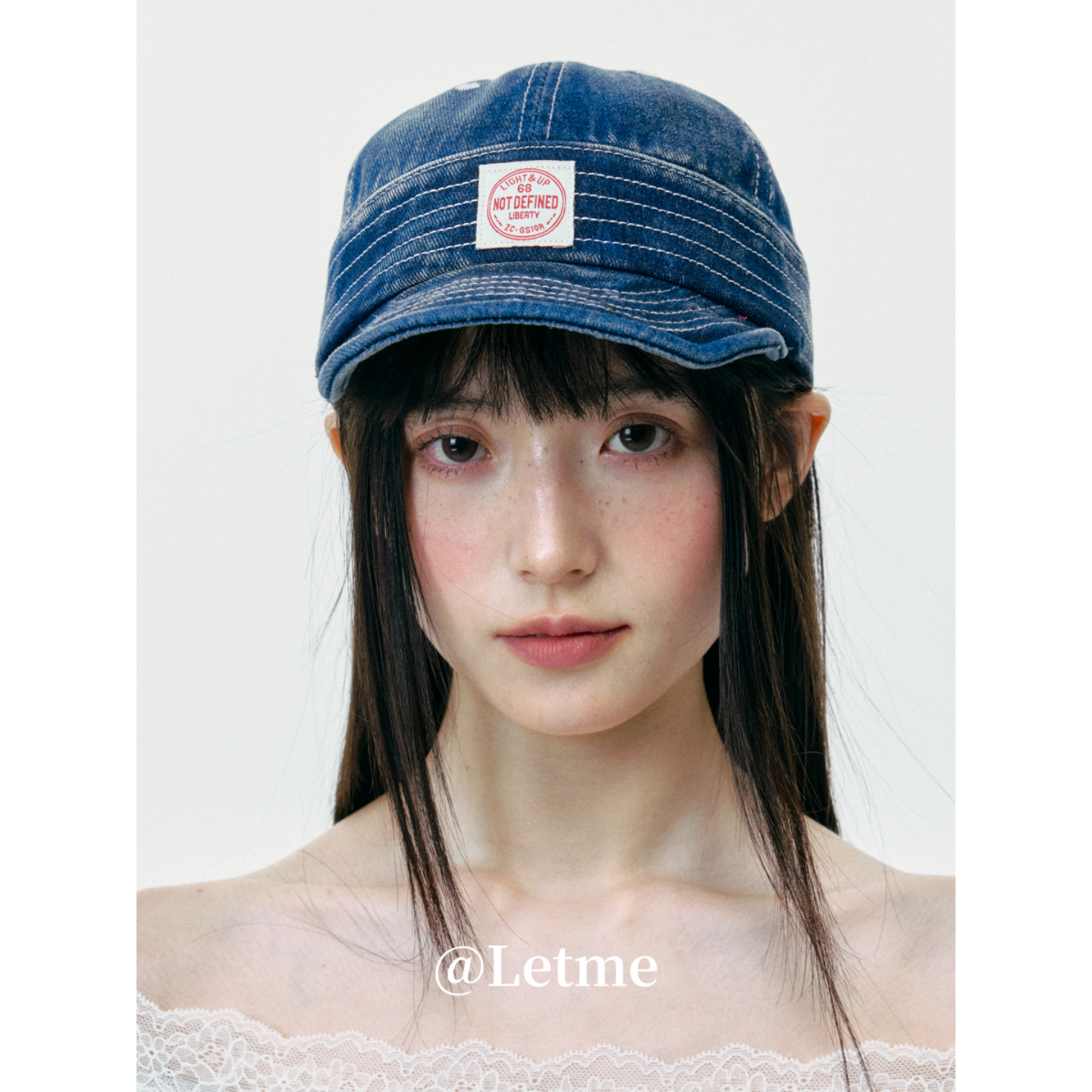日系复古贴布牛仔帽女2025新款春夏季做旧显脸小软顶鸭舌帽子ins