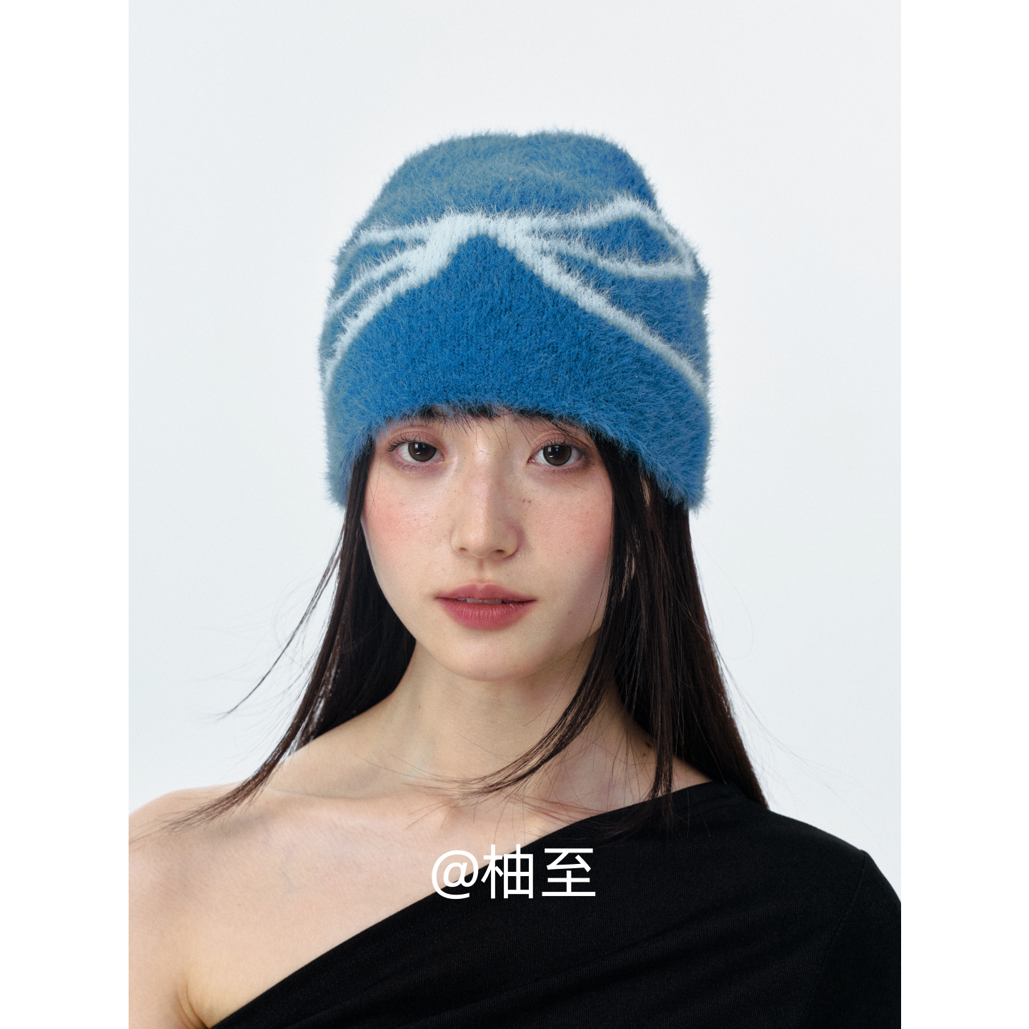 毛绒蝴蝶结印花包头帽子女春秋冬季街头韩版日系百搭套头冷帽ins