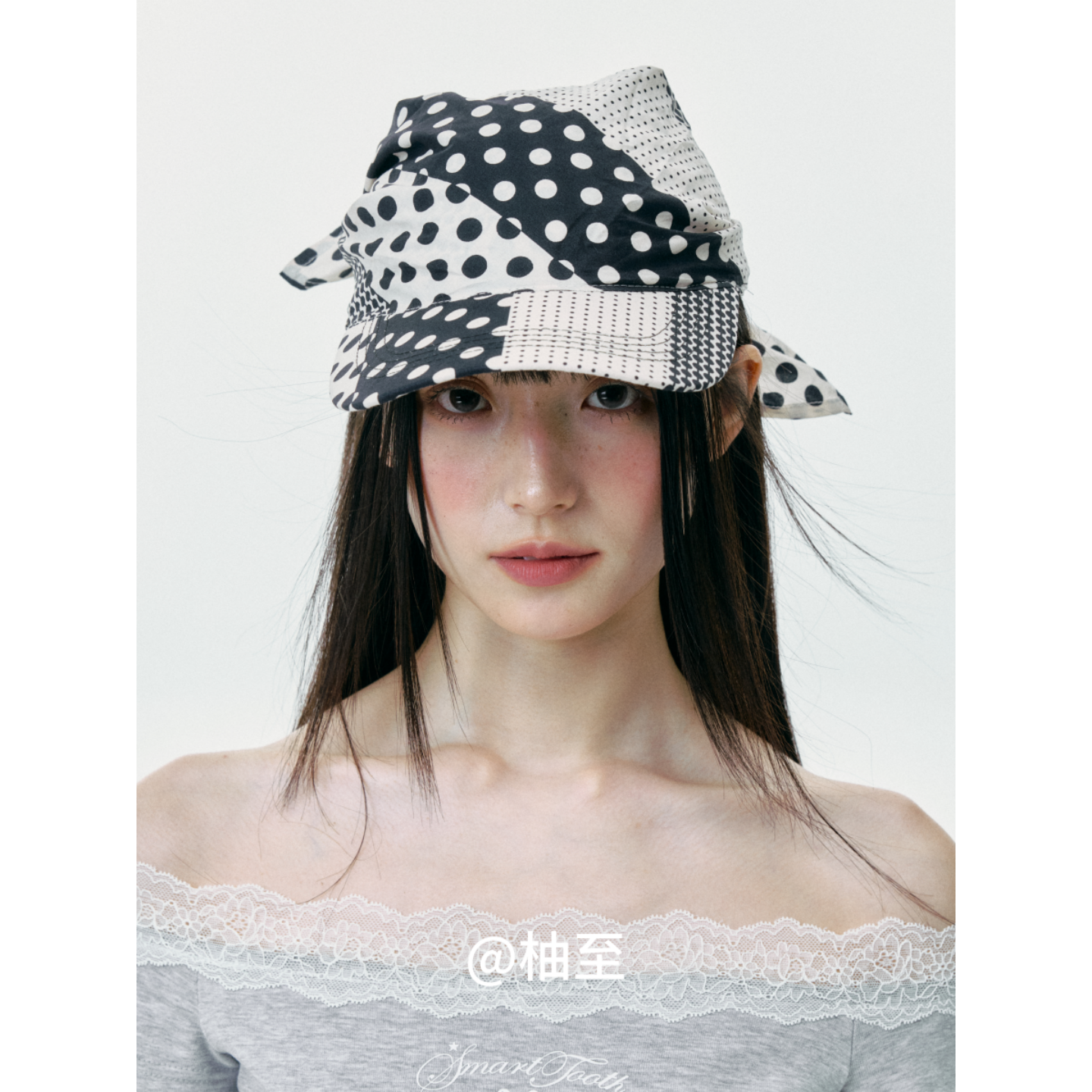 2025夏季新款波点头巾帽子女韩版日系百搭街头纯欲复古鸭舌帽ins