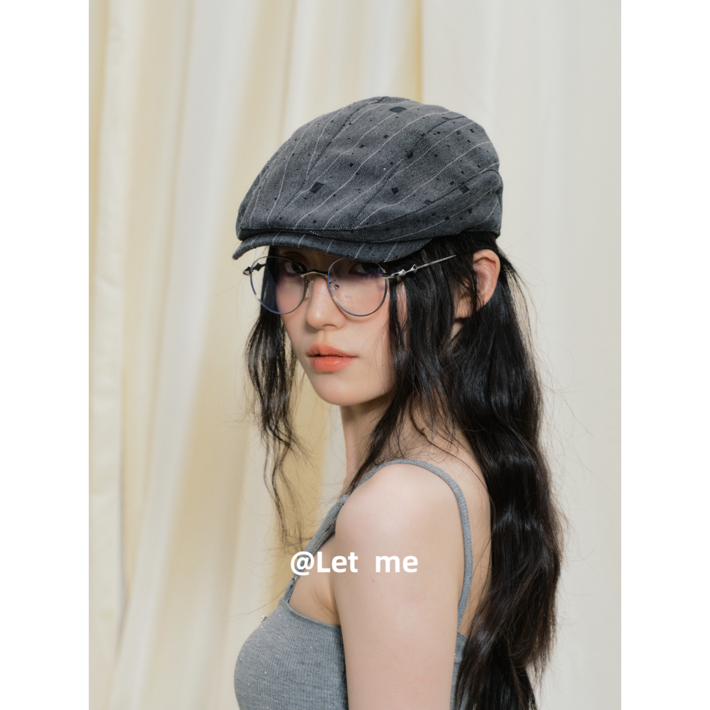 复古小众时尚条纹前进帽女夏季薄款显脸小贝雷帽百搭画家报童帽子
