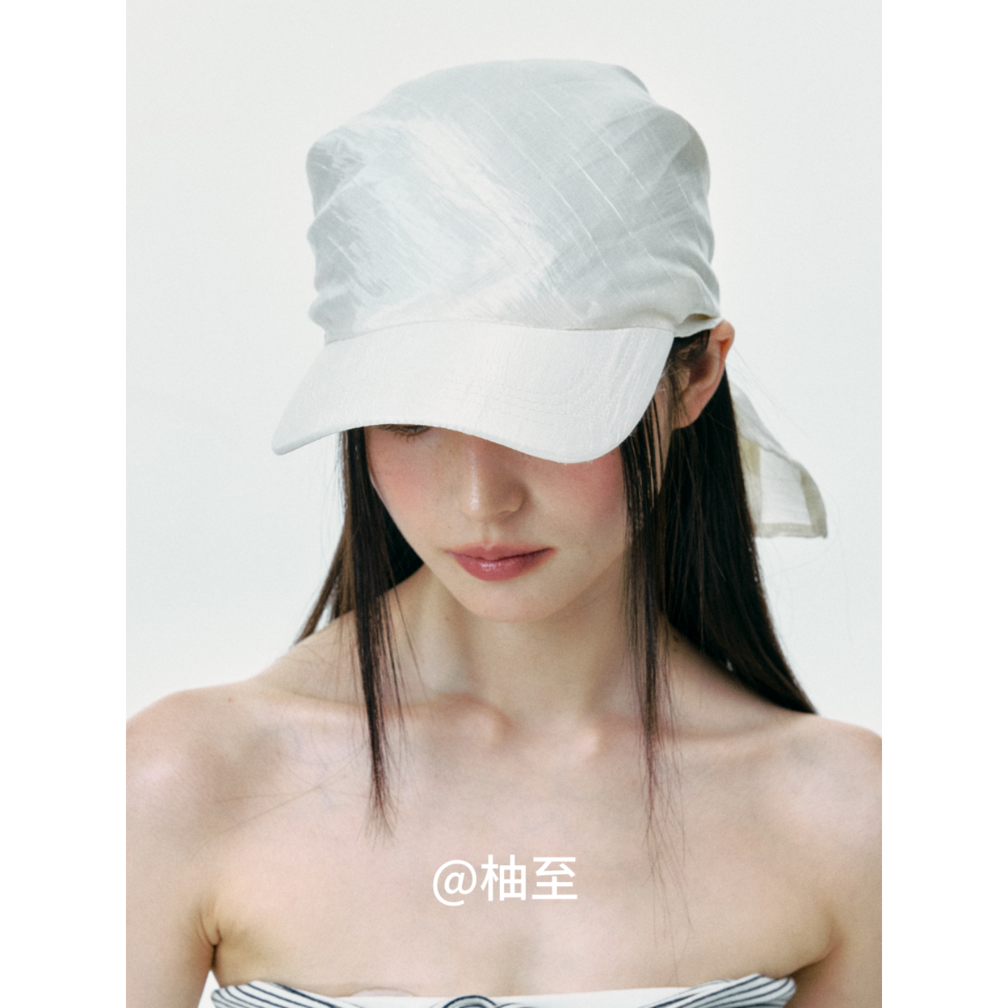 时髦纯色珍珠白头巾帽子女夏街头包头帽韩版日系百搭显脸小鸭舌帽