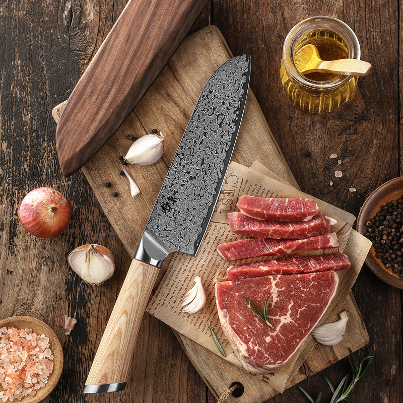 67层三德多功能专业木鞘厨师刀