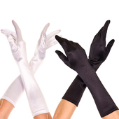 高档新娘婚纱礼服礼仪丝光缎面长手套不过肘38cm五指分指户外防晒