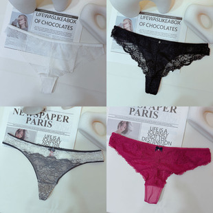 独款 纯欲性感内裤女t裤镂空丁字裤蕾丝日常穿大码粉色