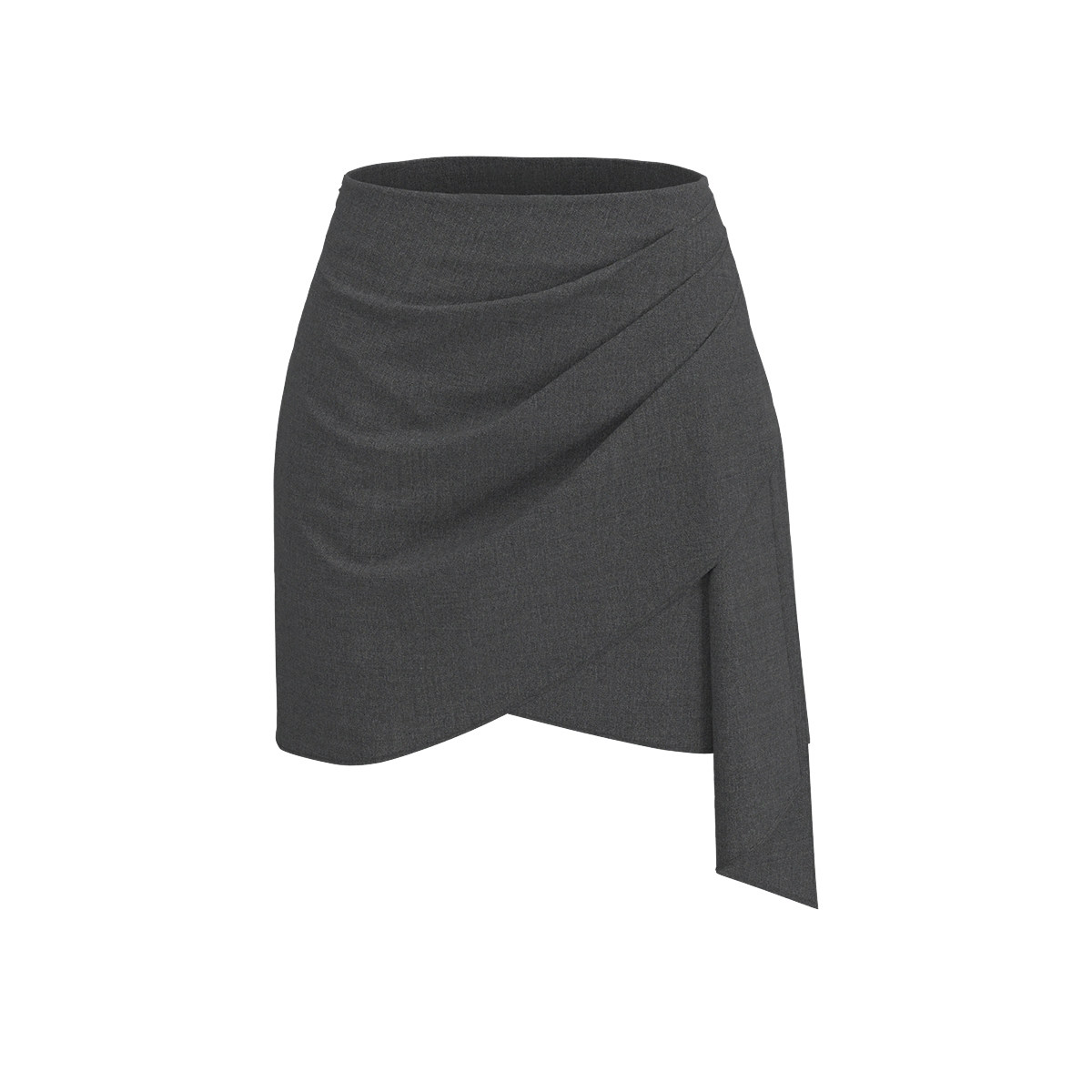 UR&DC2025春季新款高级感气质不规则褶皱设计感半裙灰色高腰短裙