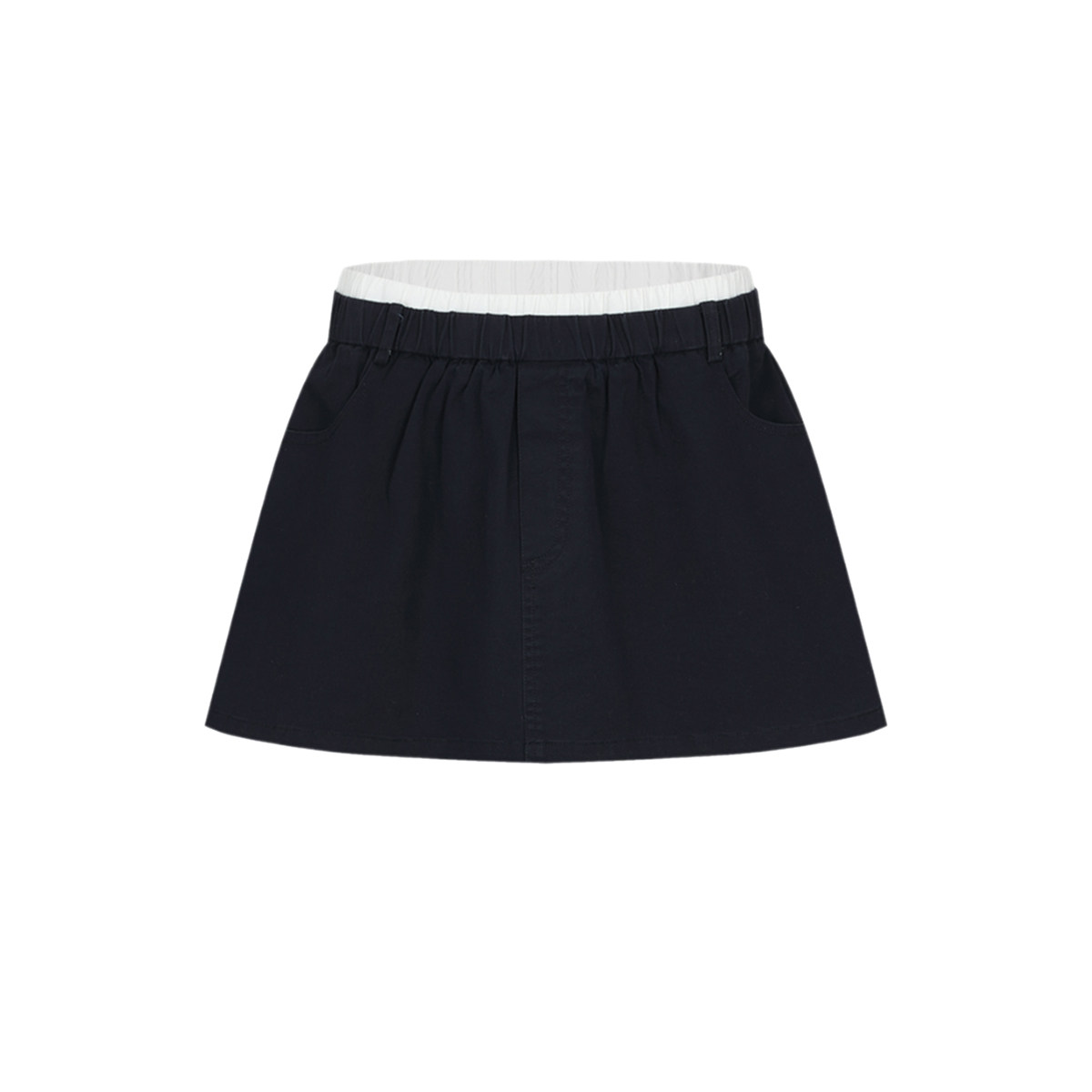 UR&DC2025夏季新款复古风设计感拼接腰头超宽松短款半裙A字裙短裙