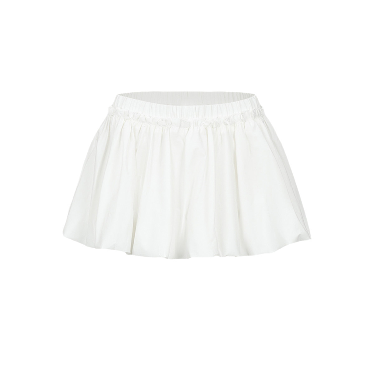 UR&DC2025夏季新款法式时尚松紧腰立体花苞短款A字半裙白色短裙女