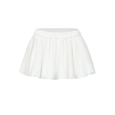 UR&DC2025夏季新款法式时尚松紧腰立体花苞短款A字半裙白色短裙女